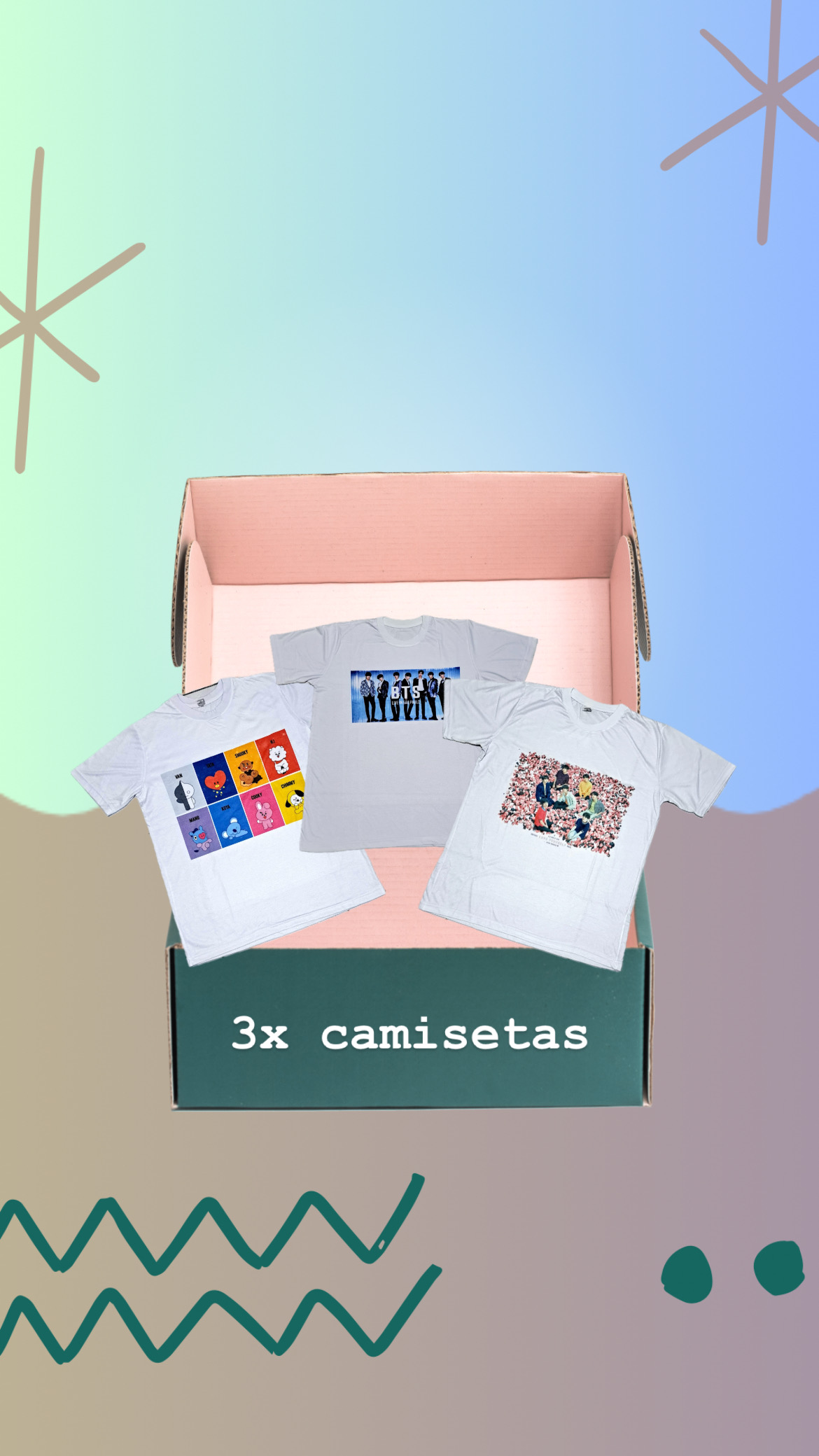 3x camiseta BTS