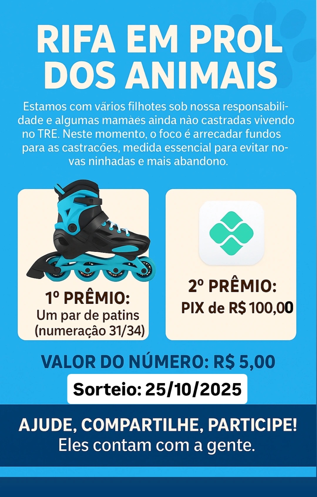 🐾 RIFA EM PROL DOS ANIMAIS 🐾 - Rede Resgate - Rifa Digital