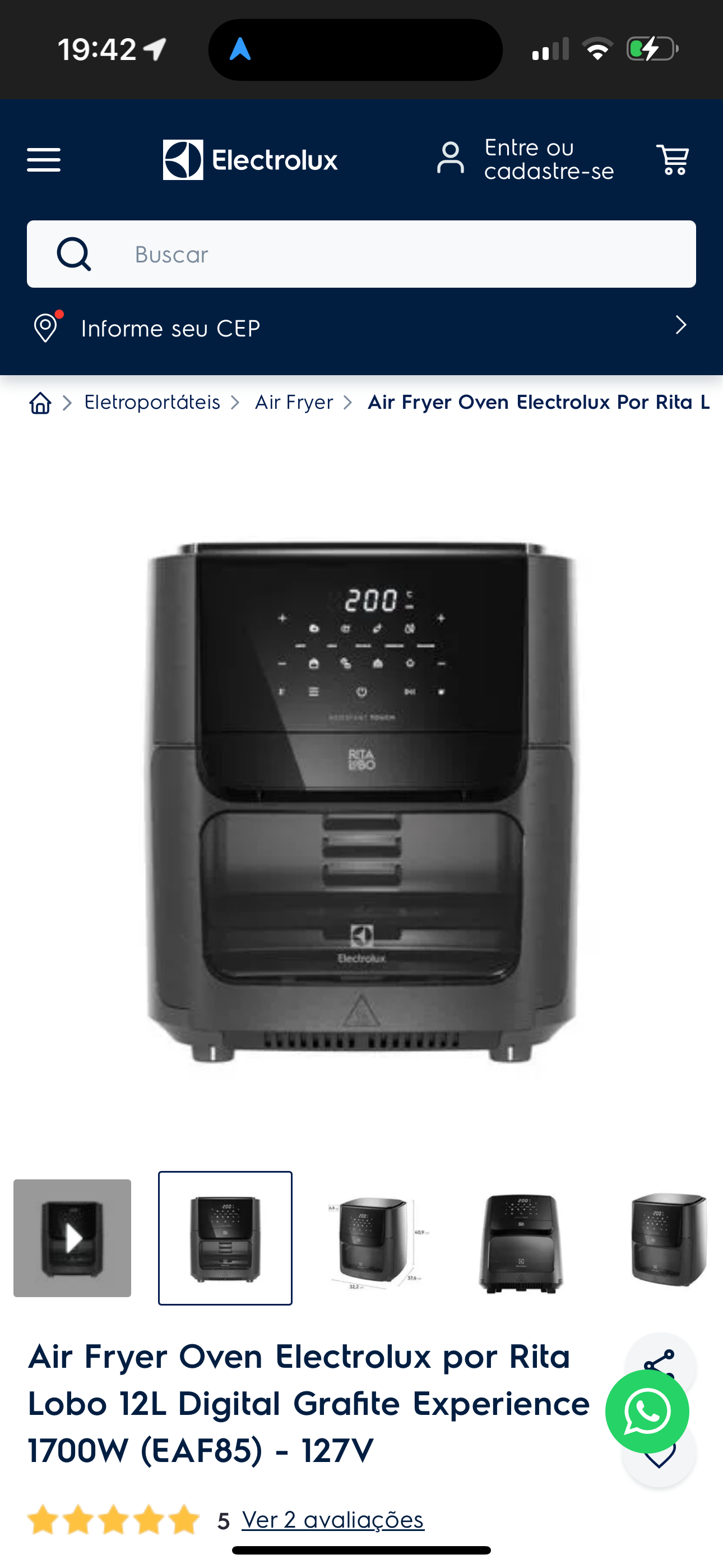 Rifinha Airfryer Electrolux
