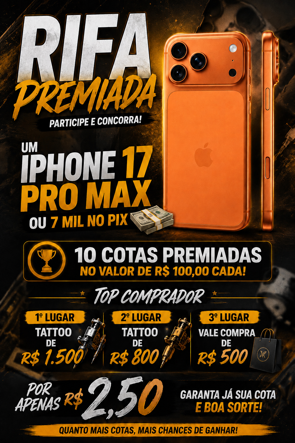 Um IPHONE 17 pro max ou 7 mil no pix