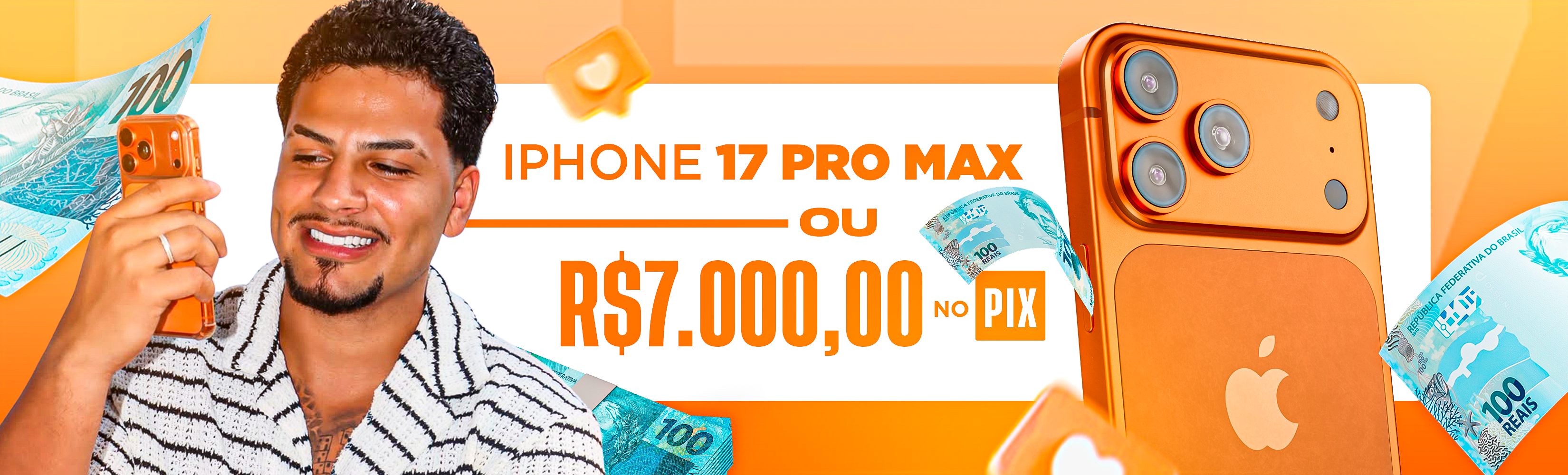 iPhone 17 pro max ou 7 mil no pix 😱❤️ resultado dia 05/11
