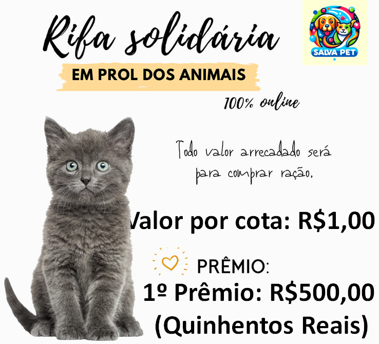 Campanha Solidária para comprar ração para cachorros e gatos abandonados
