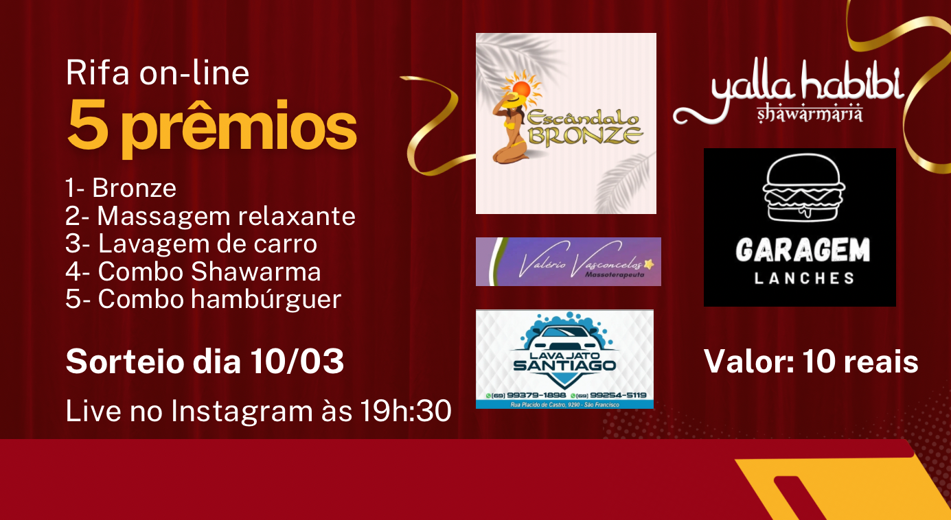 Rifa on-line 5 prêmios